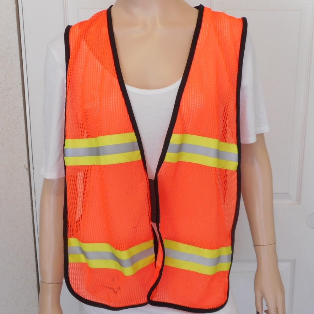 Set of 3 Safety Vests Orange Mesh